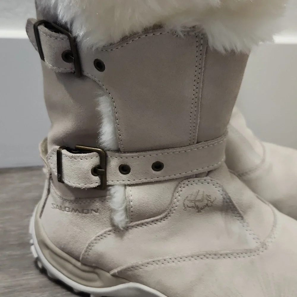 Salomon Lhasa Suede Contagrip Buckle Women's Cream Winter Boots